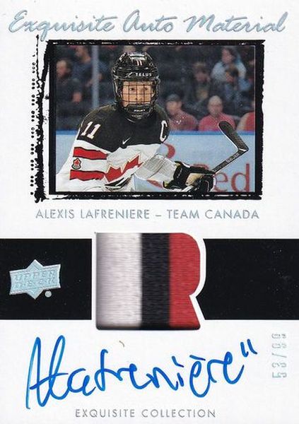 AUTO RC jersey karta ALEXIS LAFRENIERE 20-21 Exquisite 03-04 Rookie Tribute Auto Material /99